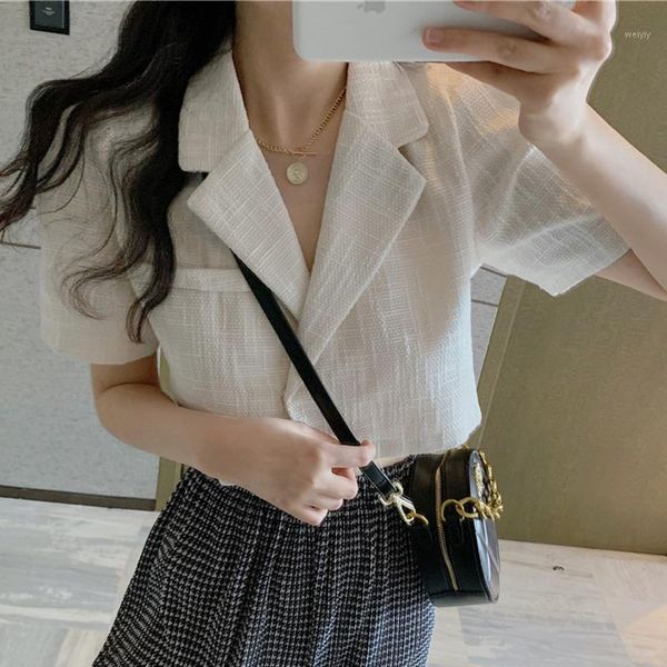 

loose vintage slim tweed woman jacket fashion summer korean chic casual luxury short coat female solid outerwear casaco feminino1, Black;brown