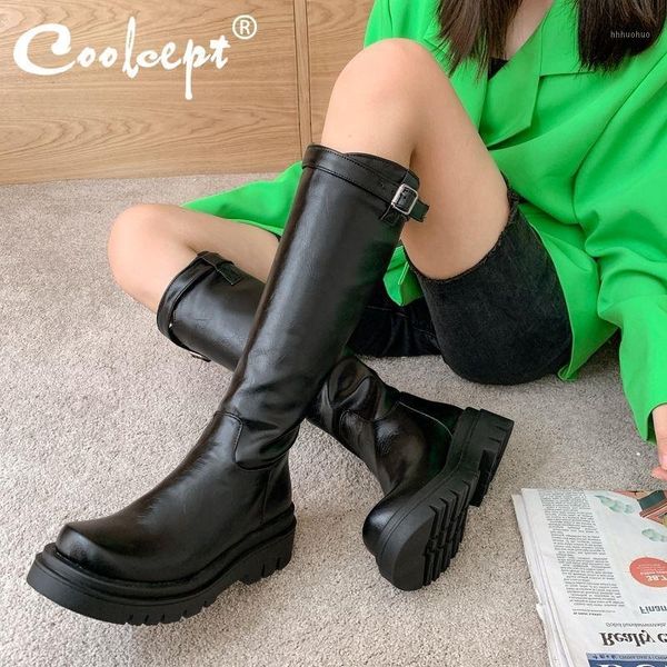 

boots coolcept size 34-43 women half short flats round toe shoes slip on winter warm fashion footwear1, Black