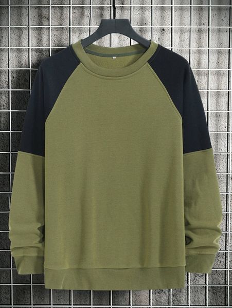 

men raglan sleeve contrast panel sweatshirt r0c8#, Black