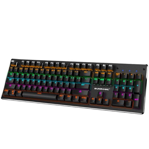 

keyboards gaming mechanical keyboard rgb backlit 104 keys blue switch wired english waterproof 520#3