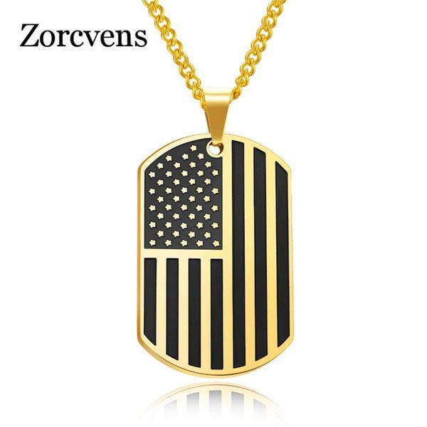 

modyle fashion american flag usa patriot om stars necklace stainless steel 4 colors dog tag pendant men jewelry gift, Silver