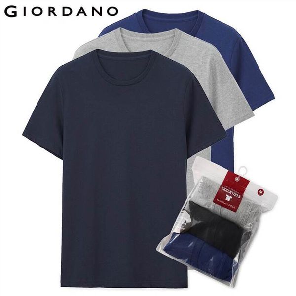 

giordano short sve three piece cotton summer men's t-shirt, 01245504, White;black