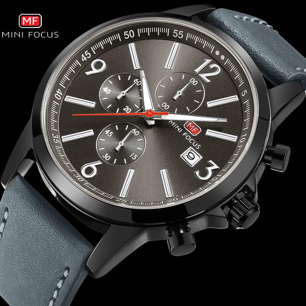 

sport watch men classic quartz mens watches casual fashion brand luxury chronograph waterproof relogio masculino mini focus, Slivery;brown