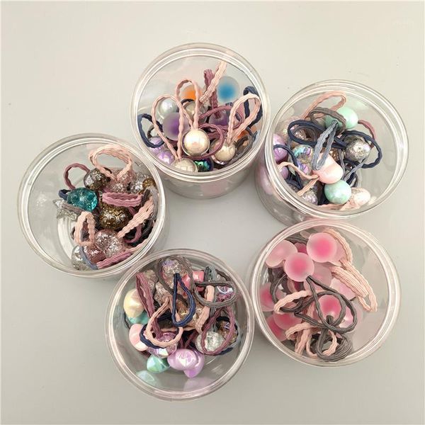 

pcs/box korean children simple cute ice cracked transparent beads rubber band fashion sweet girl princess ponytail headwear1, Slivery;white