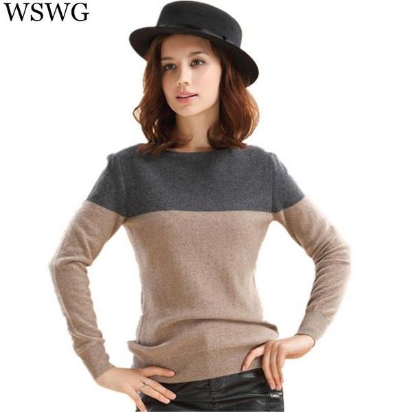 

women's sweaters autumn&winter cashmere sweater women patchwork pullovers o-neck knitted soft warm pullover female high qualtiy 60258, White;black
