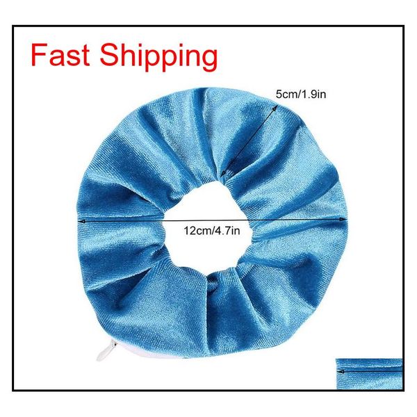 

2020 new zipper velvet scrunchie women girls elastic hair rubber bands accessories tie hair rope ring holder h qylwwu bde_home, Silver