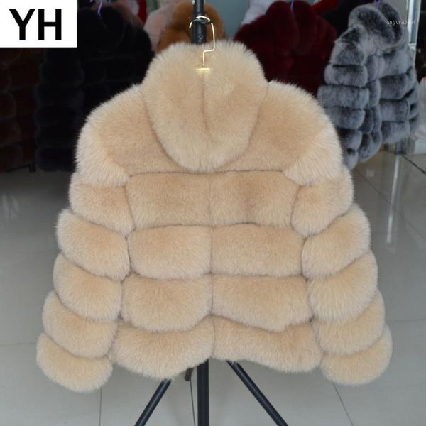 

women winter thick warm real genuine fur coat big collar natural fur jacket handmade real overcoats1, Black