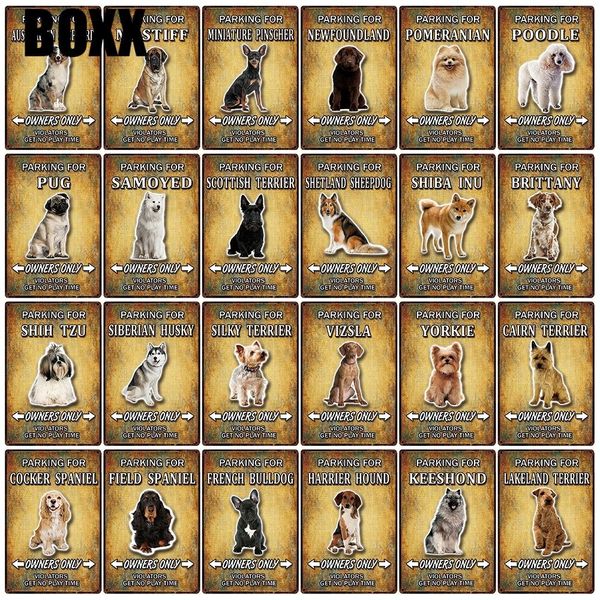 

dogs parking for silky terrier shiba inu tin poster metal sign home decor bar wall art painting 20*30 cm size