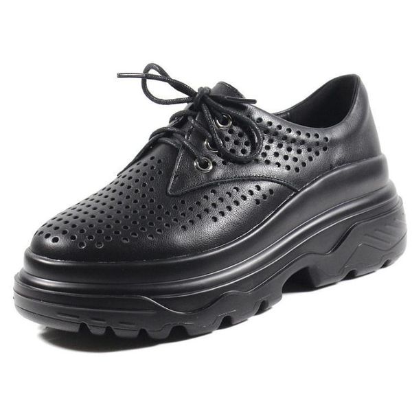 

european new muffin punching hollow belt leather handmade sandals women's shoes lj201130, Black;white