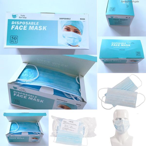

masks face dust 3 layers disposable anti protective pm2.5 breathing safety blue mask dust5