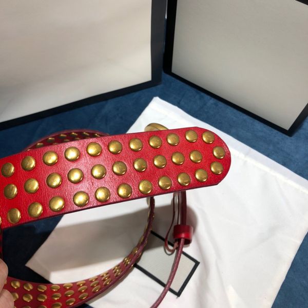 

classic men rivet belts black brown genuine leather double letter gold buckle men belt with box men designers belts