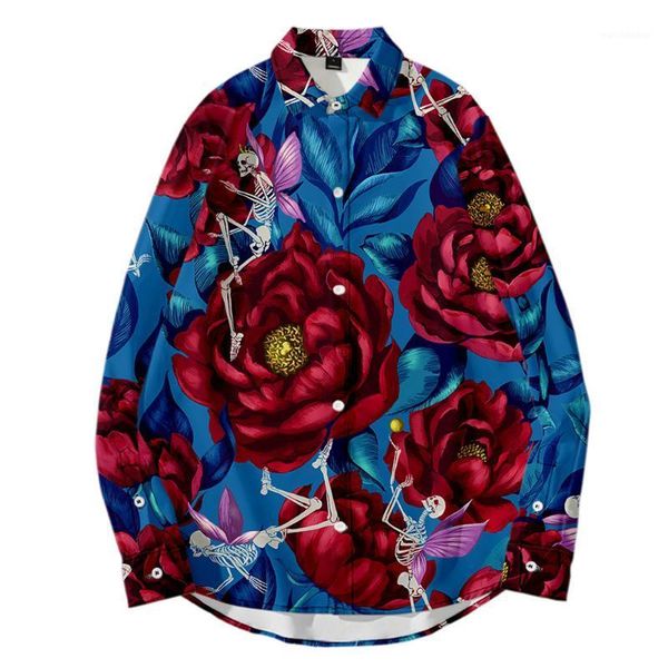 

shirt men/women t shirt floral loose baggy casual holiday hawaiian ethnic 3d printed turndown collar long sleeve full1, White;black