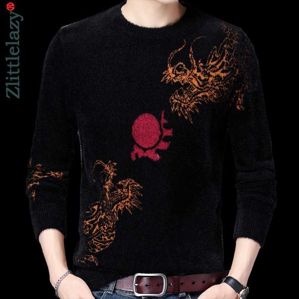 

2020 casual knitted thick mink sweater men pullover clothing fashion clothes knit winter warm mens sweaters pullovers 17, White;black