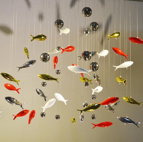 

corridor decoration decorative objects ceiling hanging decoration mall window personalized creative electroplating fish pot shop decorations