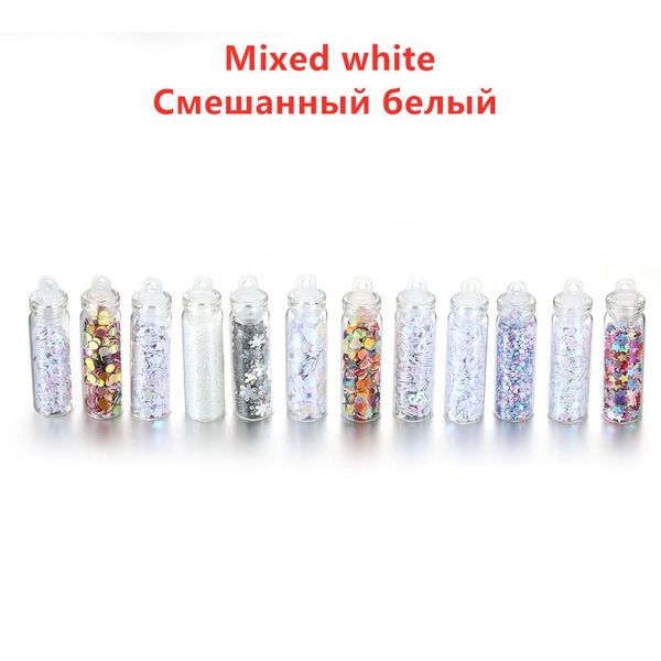 

12 бутылок красочные блеск блестки порошок сердце star nail art блестки rhinestone маникюр украшения эпоксидной смолы mold заполнение sqcwsq