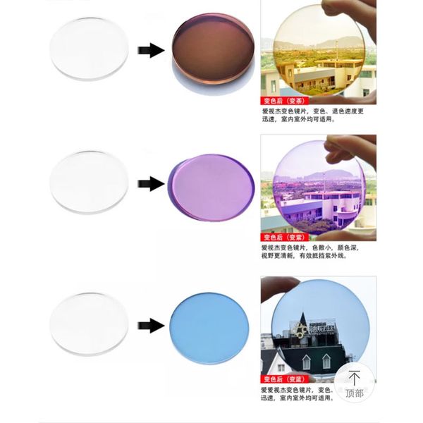 

2021 new pchromic grey brown or pink lenses eye fill prescription len hard resin lens for presbyopia myopia reading glasses, White;black