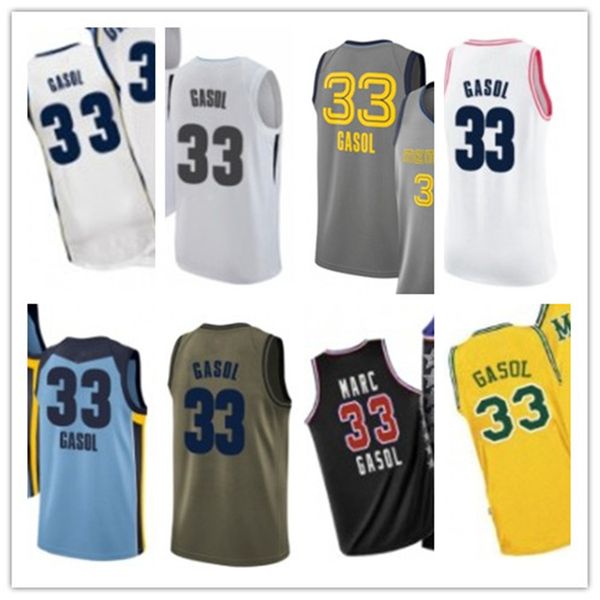 

custom 2021 grizzlie style jerseys black white green army green 33 marc gasol basketball jersey ing, Black;red