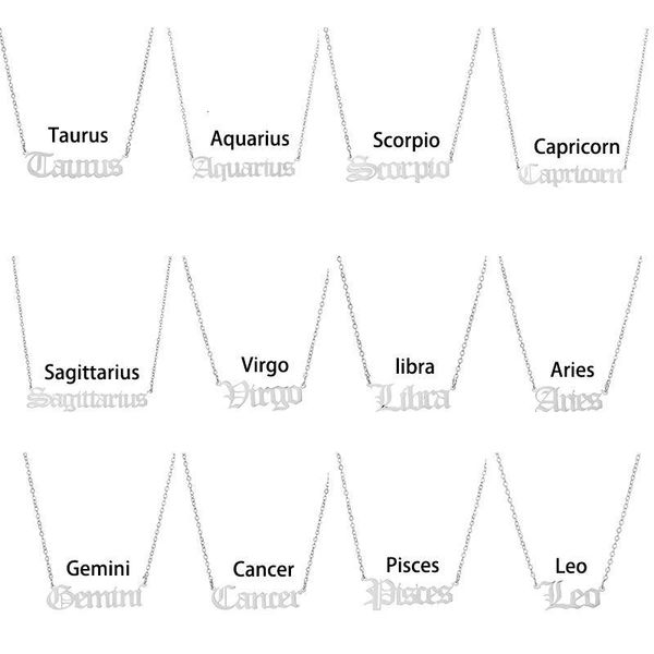 

new arrival zodiac stainless steel letter necklace taurus aquarius scorpio gemini sagittarius pendant jewelry drop ship6znw