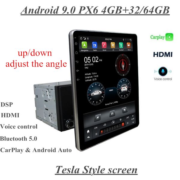 

carplay dsp px6 tesla vertical screen universal 2 din 9.7" android 9.0 car dvd radio gps navigation bluetooth 5.0 wifi multimedia playe