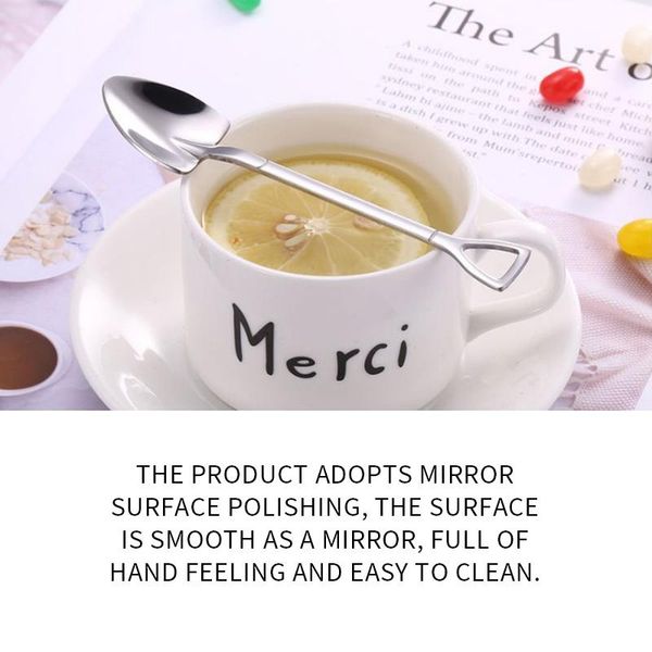 

3pcs retro shovel coffee spoon and fork ice metal spoon bar stainless steel dessert spoons set party gift funny talbware h jllhig