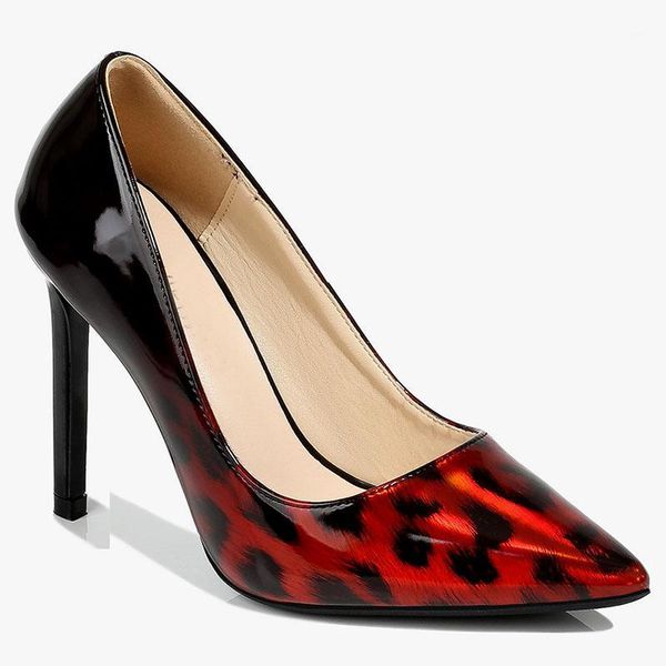 

dress shoes lihuamao women stilletto heels pointed toe wedding party ladies high leopard pumps slingback1, Black