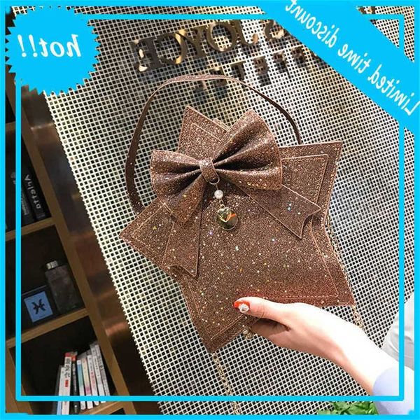 

new design five-cornered shape shoulder bags fashion sequin chain messenger bag casual women small crossbody handbag