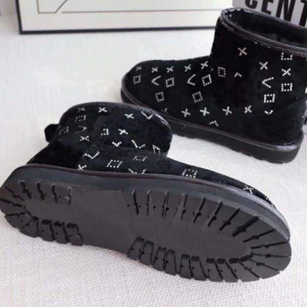 

classics winter snow boots real fur slides leather waterproof warm knee high boot fashion booties with box by shoe10 78, Black