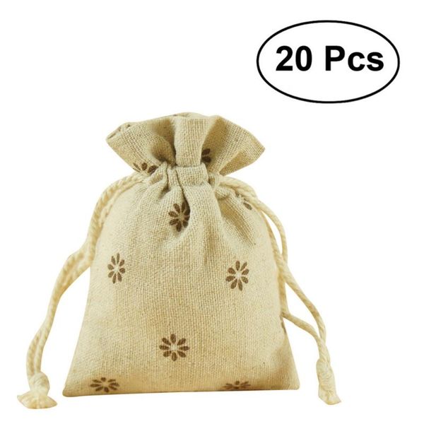 

20pcs cotton linen gift drawstring bags birthday party wedding favor holder neclalce bracelets jewelry packaging