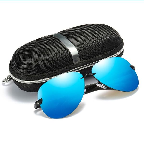 

sunglasses men polarized driving glasses uv400 brand designer pilot metal rimless retro gafas sol, White;black