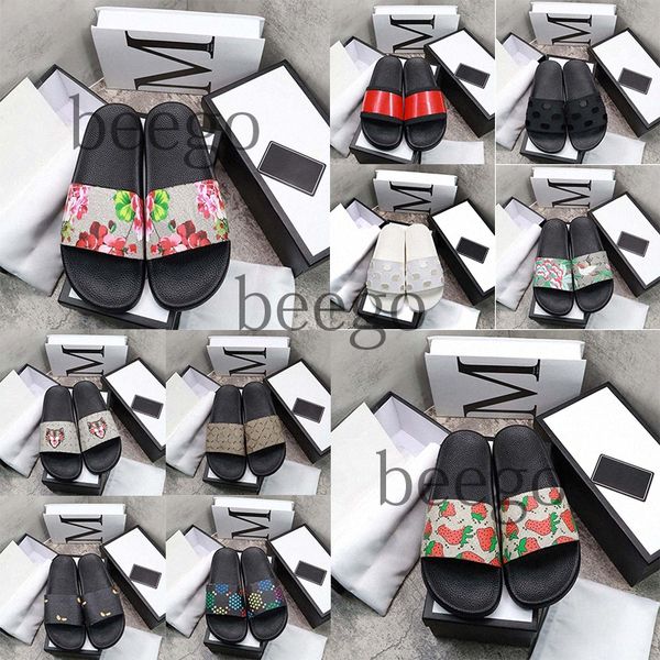

classics sandals designer slippers slides floral brocade gear bottoms flip flops men women striped beach causal slipper platform rubber prin, Black