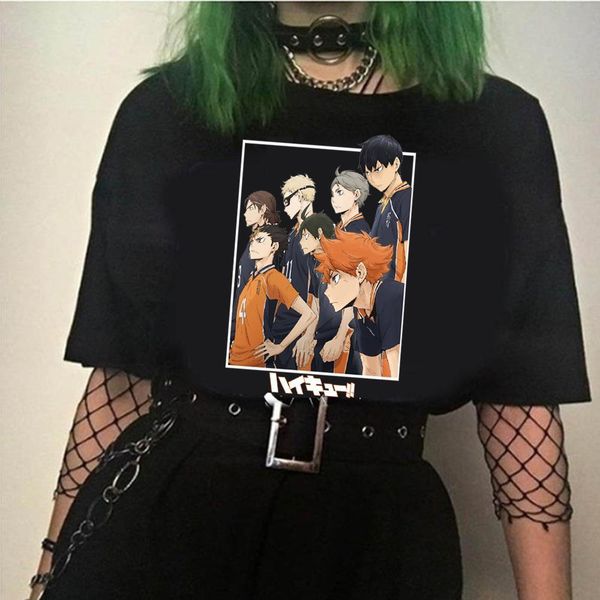 

haikyuu t-shirt men t-shirt o- neck short sleeved high school t shirt anime tee harajuku drop shipping, White;black