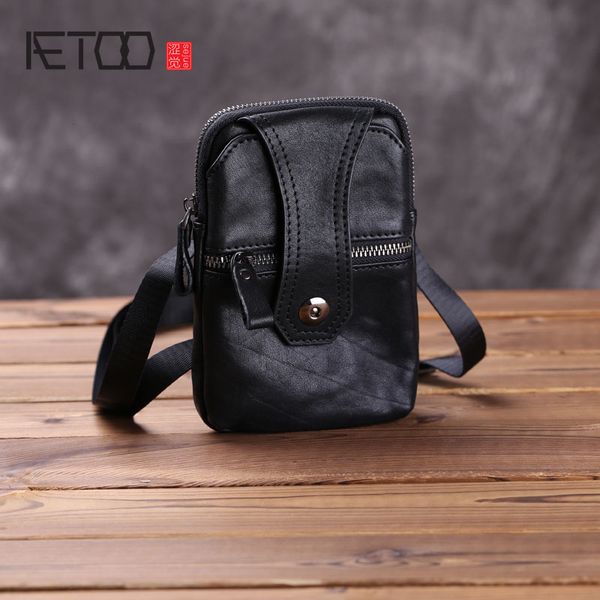 

aetoo men's leather oblique cross bag, head leather mini shoulder bag, mobile phone bag, trend small bag