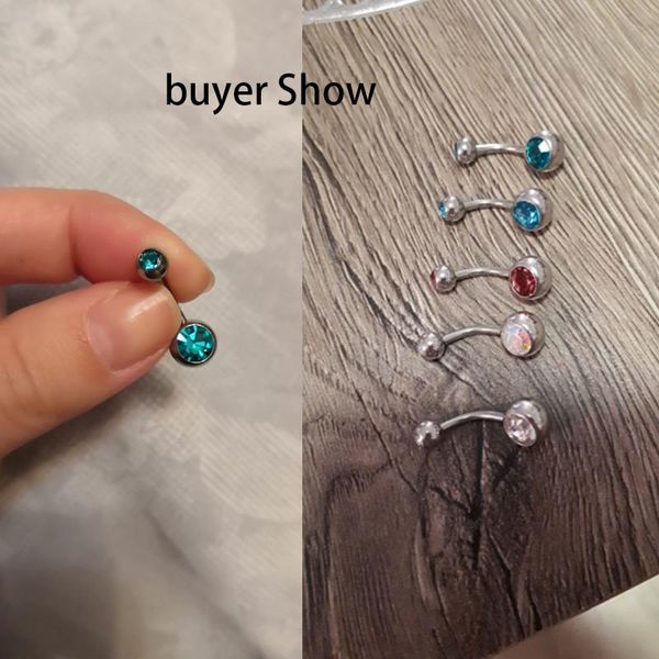 

2 шт. лот 316л хирургическая сталь хрусталь кнопка belly navel bar ring piering nombril joias ouro pirging bijoux pirsing ombligo h wmtdgy, Black