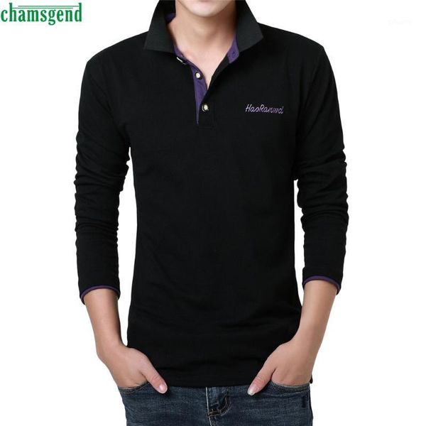 

chamsgend men's breathable shirt casual letter long sleeve bloouse business golf wearing solid comfort camisa transpirable1, White;black