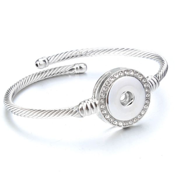 

new cuff rose gold silver bangles crystal 18mm snap button bracelet for women men jewelry ze388