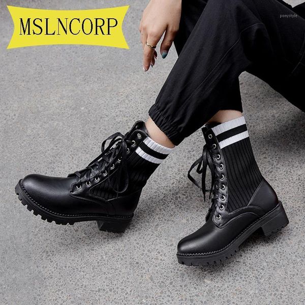 

boots plus size 34-43 black female women shoes 2021 autumn british wind thick with short motorcycle1