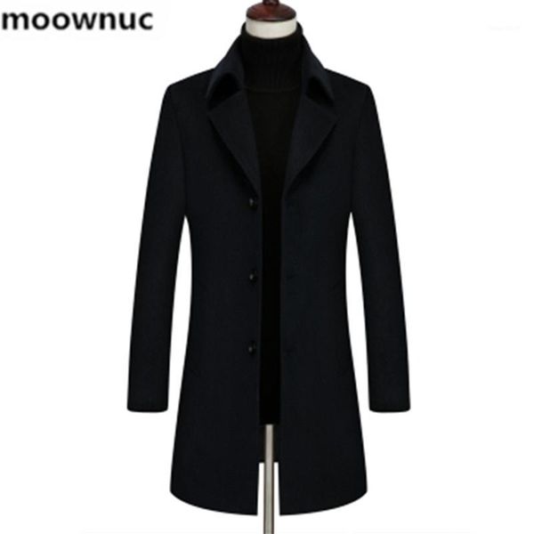 

2019 autumn and winter new men's wool coat men single breasted trench coat men's high-quality wool jackets and blends1, Black