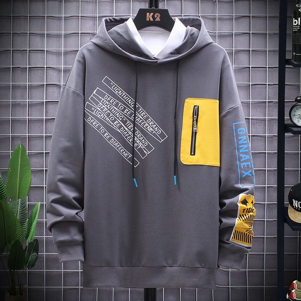 

2021 new autumn printing hoodie of hip hop punk men pullover streetwear fashion clothes size 5xl czwn, Black