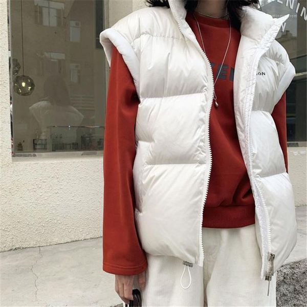 

women's vests 2021 winter fashion ladies vest casual women waistcoat slim elegant thicken warm female gilet1, Black;white