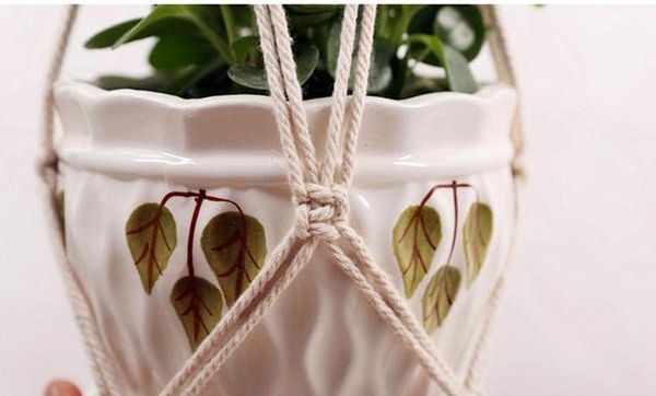 

plant hanger natural cotton rope crochet basket flower pot net holder container basket hanging flower pots decorat jllnun mx_home, Blue