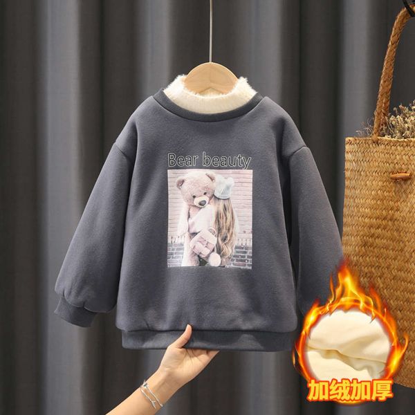 

children's warm plush little sweater girl's cartoon pullover winter et q2wg, Black