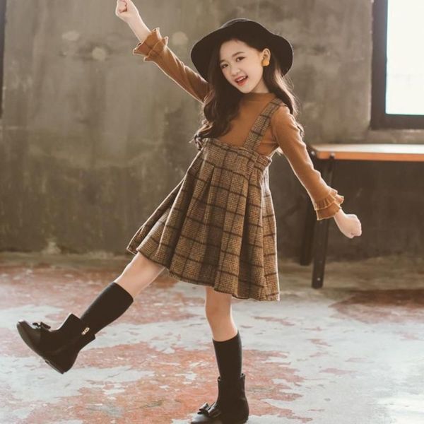 

2019 children's suit new girls' two piece autumn winter backpack skirt, Blue