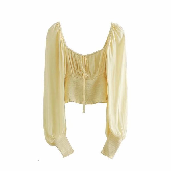 

2021 new sell pass style autumn europe and the united states women's long female french lantern sleeve shirt 0zcf, White