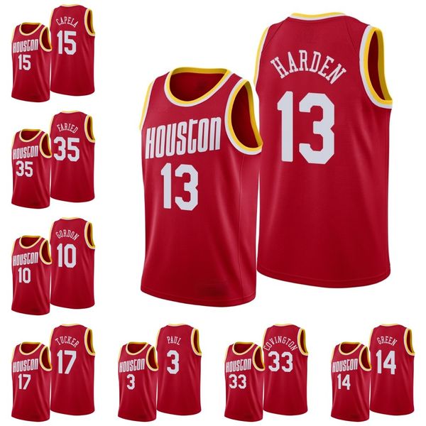 

houston rockets men robert covington chris paul clint capela eric gordon gerald green james harden kenneth faried p.j. jersey, Black