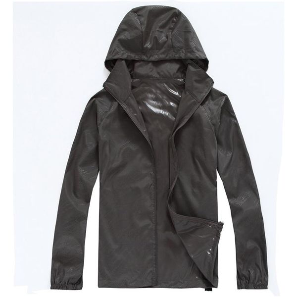 

men waterproof anti-uv quick dry coats camping hiking skin jacket, Black;brown