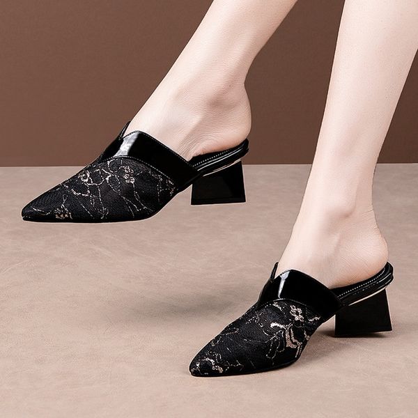 

2021 new female fashions sandals black high heels to women party shoes size 40 fp2x