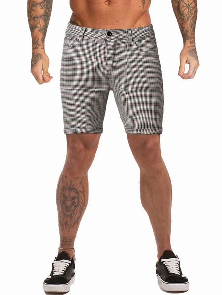 

men plaid print zipper fly shorts 58b2#, Black