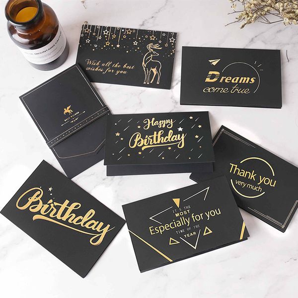 

black stamping gold cards wedding birthday christmas thanksgiving festival thank you card business greeting card invitation