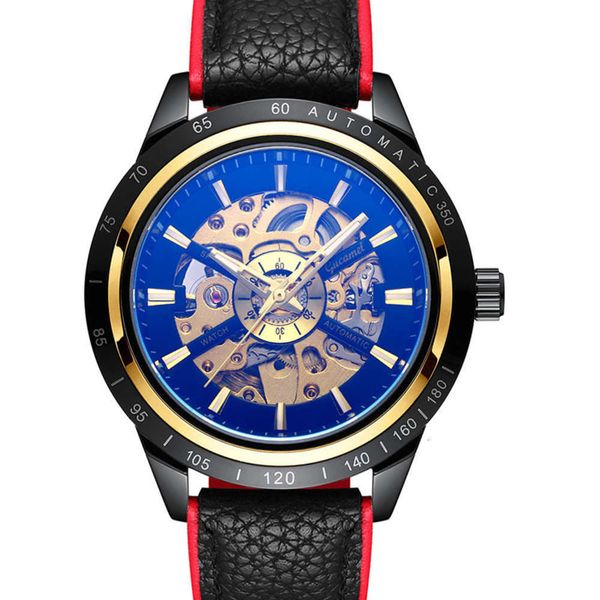 

hand watch gutuo man business fashion belt hollow through bottom automatic mechanical watch man watch, Slivery;brown