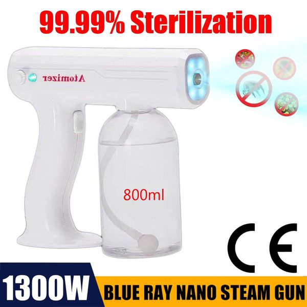 

upgraded 1300w 800ml 110v/220v ce household portable wireless sprayer machine blue light nano steam spray gun disinfection